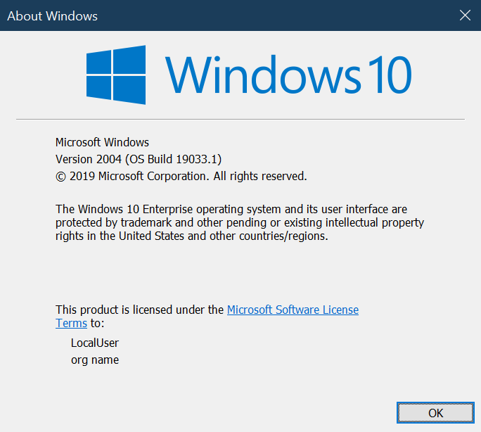 Windows 10 Version 2004 ISO image for Insider avaible